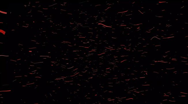Vibrant multi-color square confetti particles falling in a dynamic explosion transition effect on black background, seamless looping festive background for joy and anniversary.