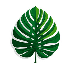 Flat 2D minimalist illustration of a Philodendron Leaf, modern vector design with white background. © MiniVex