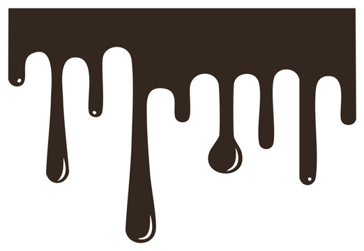 Dark Chocolate Syrup Drips Isolated, Dripping Dessert Sauce Vector Illustration