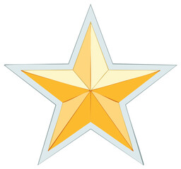 Obraz premium Vibrant Gold Star with Distinctive Angular Segments, Outlined in Silver