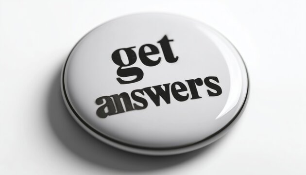 Circular Button Featuring The Phrase Obtain Solutions Enclosed Within. This Button Is Designed For Prompting Users To Receive Answers Instantly.