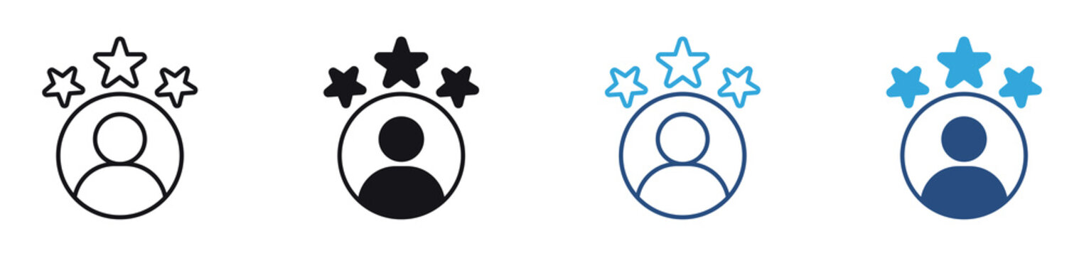 Top Rated User icon set. user profile with star rating icons. customer reputation and premium account concept. vector illustration.