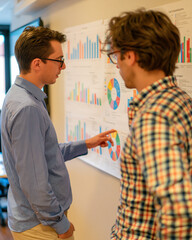 Obraz premium Dynamic Business Meeting: Data Analysis and Professional Consultation in a Collaborative Work Environment
