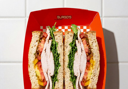 Sandwich Box Packaging Mockup Top View