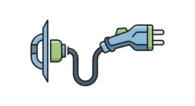 Electric vehicle charging cable plugged into a modern wall outlet