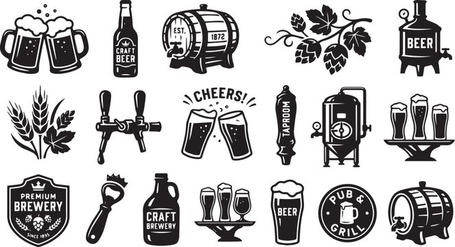 Comprehensive Outdoor Camping and Wilderness Survival Icon Set Featuring Expedition Gear Wildlife Symbols and Adventure Recreation Equipment