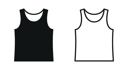 Naklejka premium tank top silhouette in black and white isolated on white background silhouette