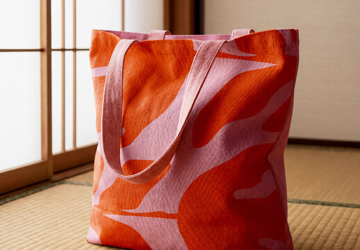 Canvas Tote Bag in Minimal Interior Scene Mockup