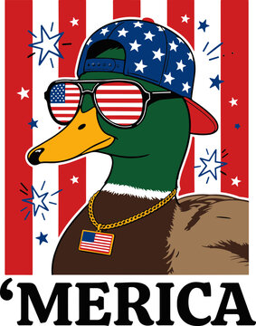 4th of July Mallard Duck Boy svg, &lsquo;Merica Duck svg, Patriotic duck svg,  4th of July svg 