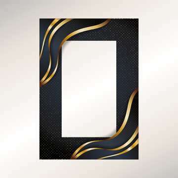Luxurious Golden Frame on Dark Background for Wedding Invitation and Certificate