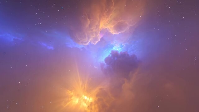 Colorful cosmic clouds and stars in the night sky  