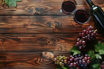 Obraz premium Elegant wine tasting setup with grapes displayed