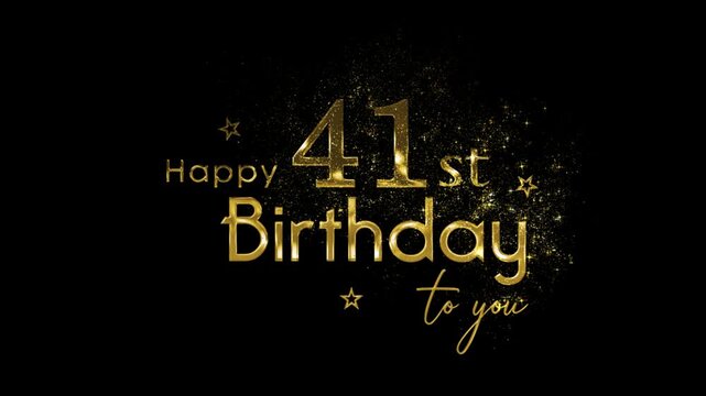 Happy 41st Birthday banner with gold particles and transparent background