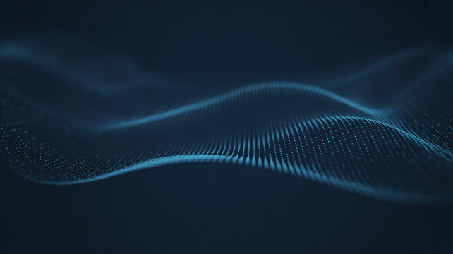 Abstract dark blue wave background with glowing particles, digital wave, technology background, cyber security, data information, motion wallpaper.