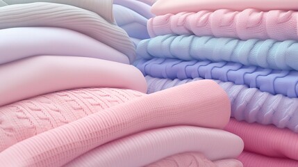 Obraz premium A photo of a neatly folded sweater in pastel shades