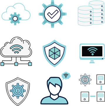 Cloud Security and Network Infrastructure Icon Set