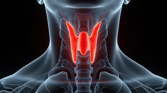 Larynx Anatomy With Immobilized Vocal Cord and Disrupted Airflow Visualization for Voice Disorder Education