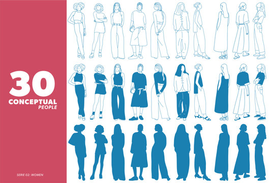 Dibujos conceptuales escalas humanas mujeres