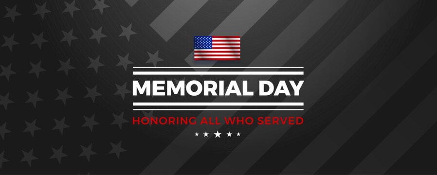 Memorial Day patriotic image black background - vector illustration - America Honoring All Who Served