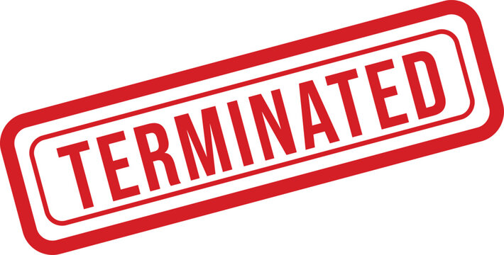 Terminated stamp on white background a symbol of job loss or contract end