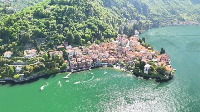 Aerial View of Varenna on Lake Como