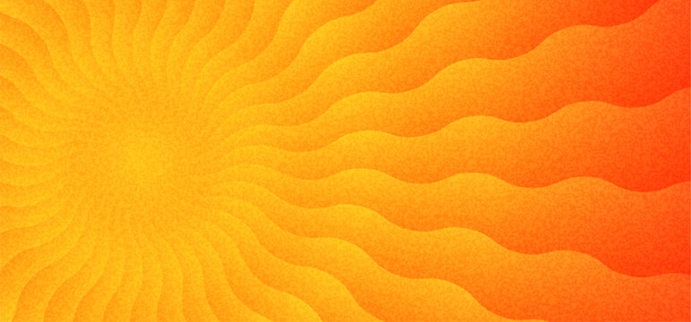 Yellow Summer Sun Background. Abstract Gradient Pattern with Fun Orange Sun Burst with Texture. Vector Bright Radial Sunny Rays. Groovy Sunshine Bg.