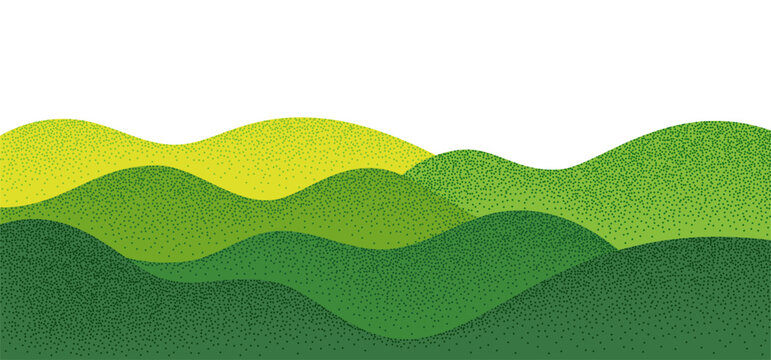 Abstract Green Tea Farm Fields Background. Vector Mountains Landscape with Rice Plantation. Korea Hill Agriculture Pattern Collage. Rural Organic Farmland Illustration.