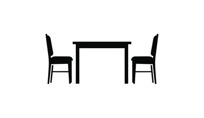 Fototapeta premium Black silhouette of a dining table and two chairs against a white background silhouette high quality professional detailed modern elegant stylish clean crisp vibrant