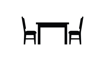 Fototapeta premium Black silhouette of a dining table with two chairs against a white background silhouette high quality professional detailed modern elegant stylish clean crisp vibrant