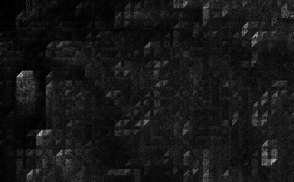 白黒でざらざらとした質感の表面のゴツゴツとした石の塊のようなイメージでデザインした背景、壁紙、テクスチャ、グラフィックの素材