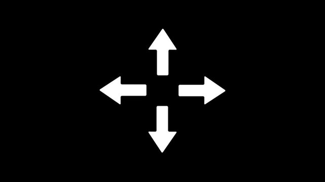 Four arrows corner four arrows expand Outline icon animation.arrow icon in trendy flat icon.arrows alls directions icon .Motion graphic 4k animation video.