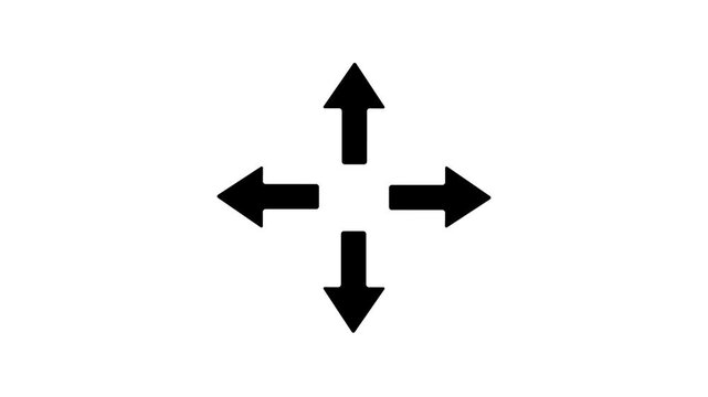 Four arrows corner four arrows expand Outline icon animation.arrow icon in trendy flat icon.arrows alls directions icon .Motion graphic 4k animation video.