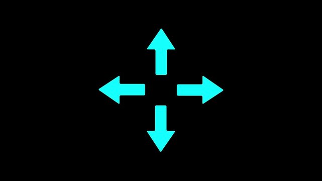 Four arrows corner four arrows expand Outline icon animation.arrow icon in trendy flat icon.arrows alls directions icon .Motion graphic 4k animation video.