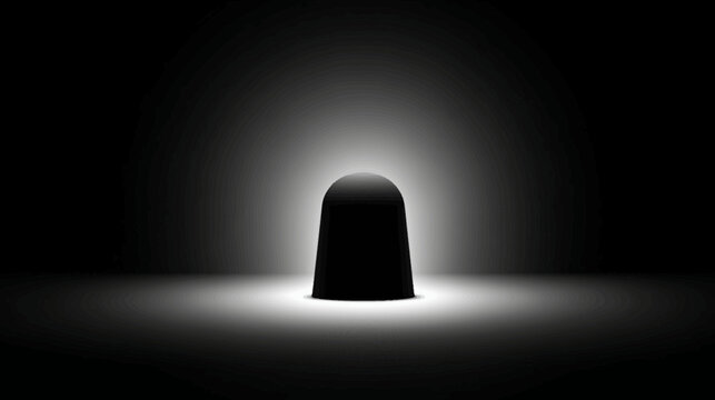 Abstract Dark Dome Shape Illuminated by a Soft Glowing Light on a Dramatic Black Background