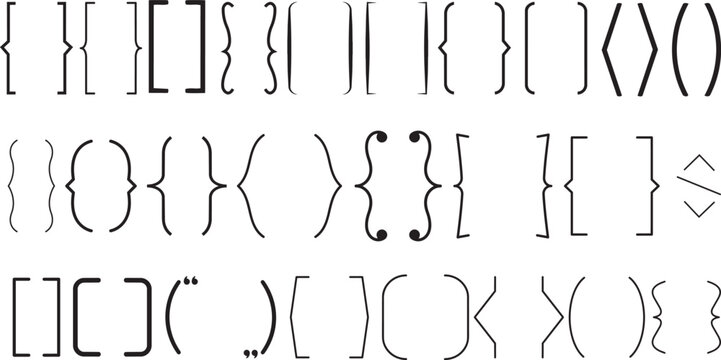Character Variations: A diverse array of mathematical symbols, from the humble parenthesis to the elegant curly brace, form an abstract pattern. png