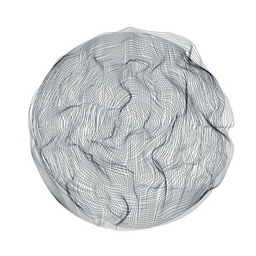 Sphere grid, geometric ball surface and hemisphere mesh illustration.
Dise&ntilde;o de esfera geom&eacute;trica en malla.