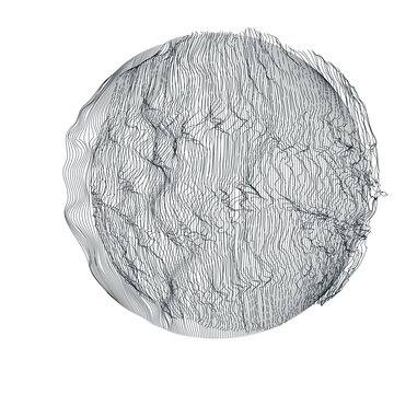Sphere grid, geometric ball surface and hemisphere mesh illustration.
Dise&ntilde;o de esfera geom&eacute;trica en malla.