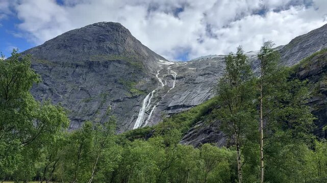 Forests among the mountains with waterfalls