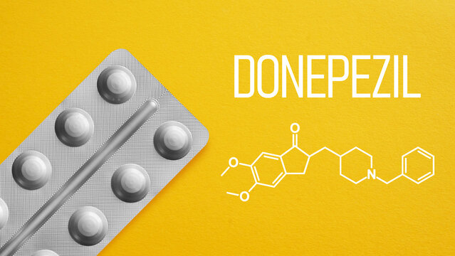 Donepezil Medication for Alzheimer Disease Treatment, Cognitive Decline Therapy, Dementia Care, Memory Support, Neurology Healthcare and Pharmaceutical Concept