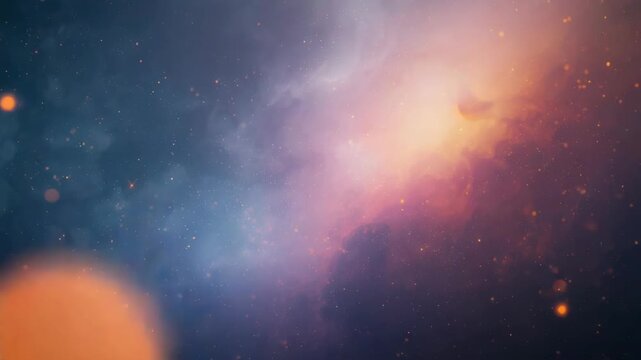 Nebula space galaxy glowing gas cloud distant star cosmic light dreamy orange blue cosmic