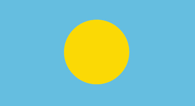 Palau Flag, Blue Sky Background, Yellow Circle, National Symbol, Oceania