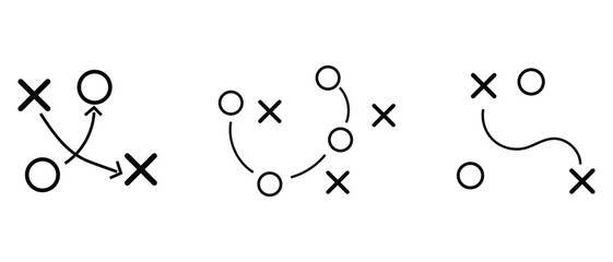 sports strategy diagrams icon, game and sports Strategy and planning diagrams linear icon set. © WRONGNUMBER007