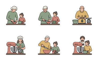 Fototapeta premium Family bonding over cooking and baking in kitchen scenes.