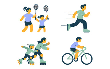 Fototapeta premium A collection of active individuals engaging in various sport activities.