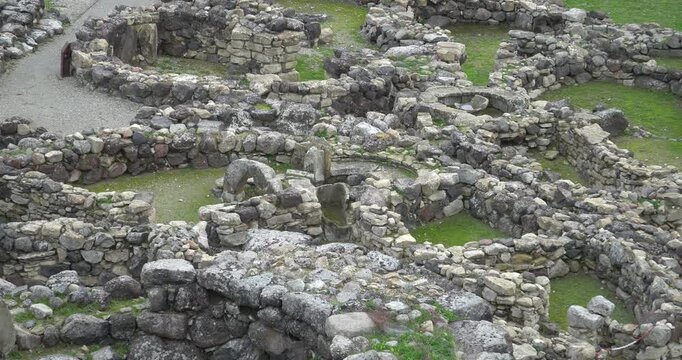 Su Nuraxi di Barumini, a prehistoric Nuraghe settlement in Sardinia, Italy.