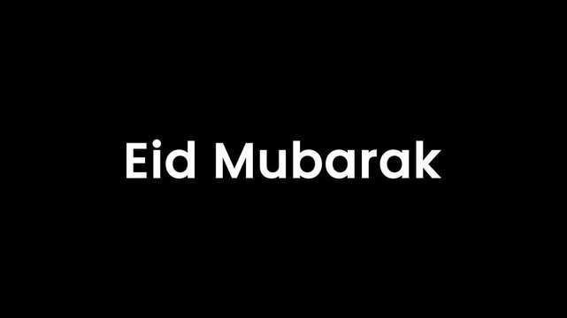 Closeup footage of Eid Mubarak greeting on dark background
