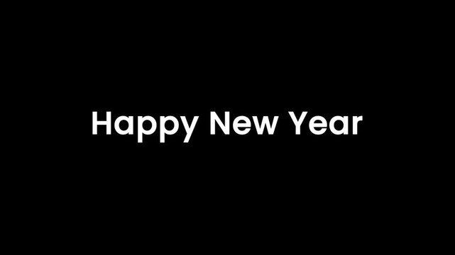 Fullscreen footage of new year celebration text animation on black background