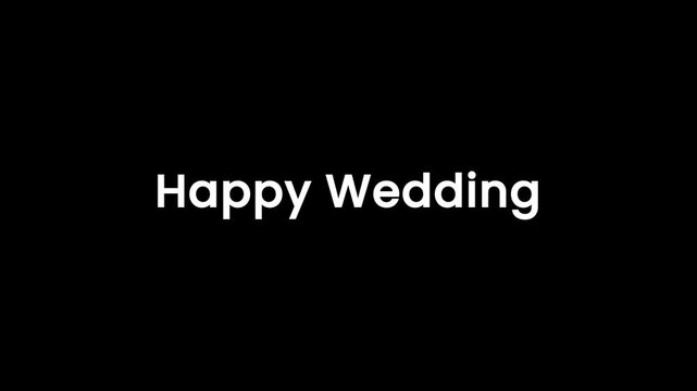 Closeup footage of wedding celebration text on dark background