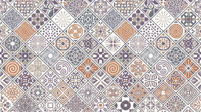 Geometric Pattern, Mosaic Tiles, Bohemian Design, Seamless Background