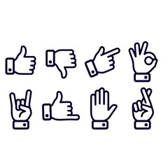 Obraz premium Hand Counting Icons Black and white set outline vector design 